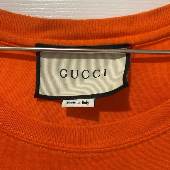 Gucci Bright Orange Classic Logo Graphic Tee - Picture 4 of 5